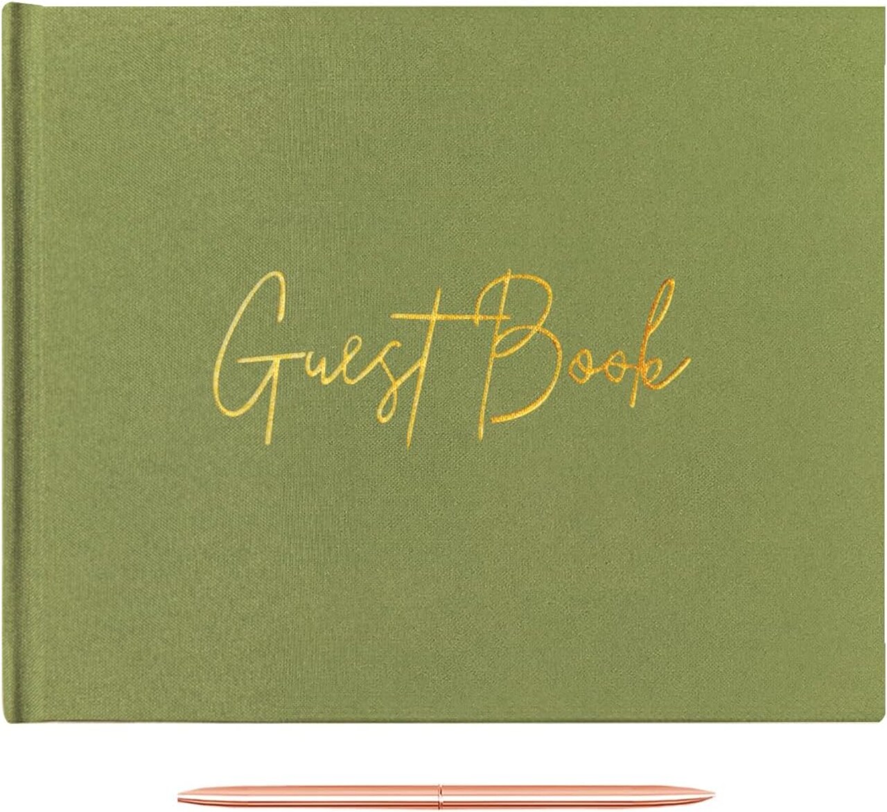Wedding Book Bundle, Includes 2 Pens Wedding GuestBook, Sage Green Golden Guest Book, Guest Book Wedding Reception, Wedding Registry Must Have, GuestBook for Wedding